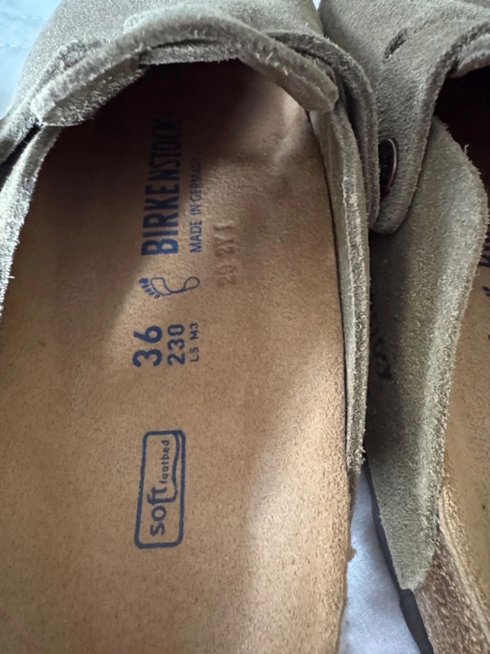 Birkenstock women’s Boston Suede Slip-On Clog in Taupe with Buckle size 36 NWOT - Picture 5 of 6